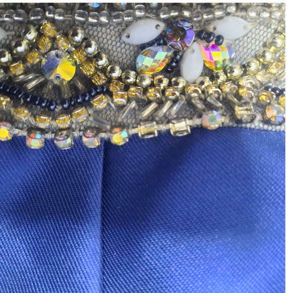 Panoply Navy strapless full skirt gown w/train sequin rhinestone beads 0 - Picture 16 of 16